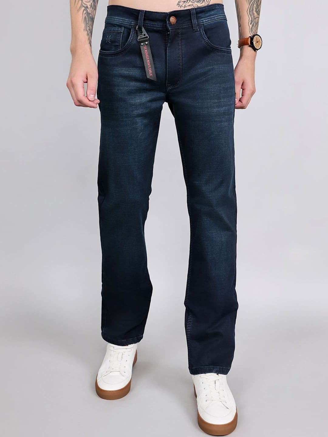 Monte Carlo Men Smart Regular Fit Mid-Rise Light Fade Stretchable Jeans - view 1