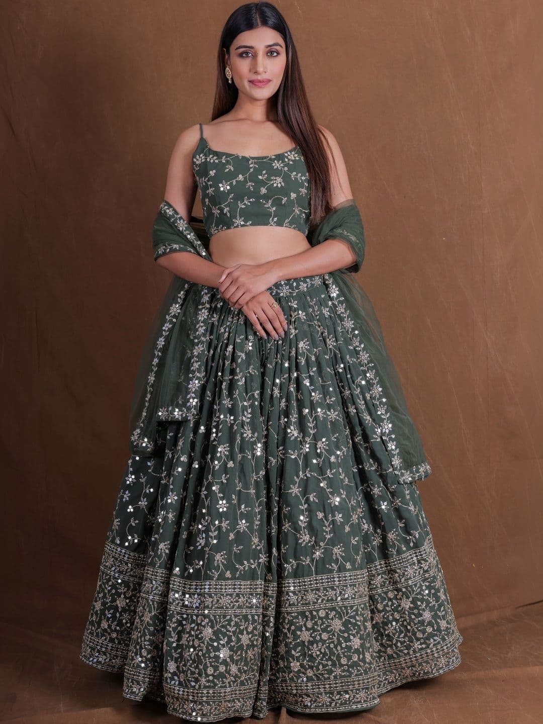 House of Pataudi Embroidered Lehenga With Choli & Dupatta - view 1