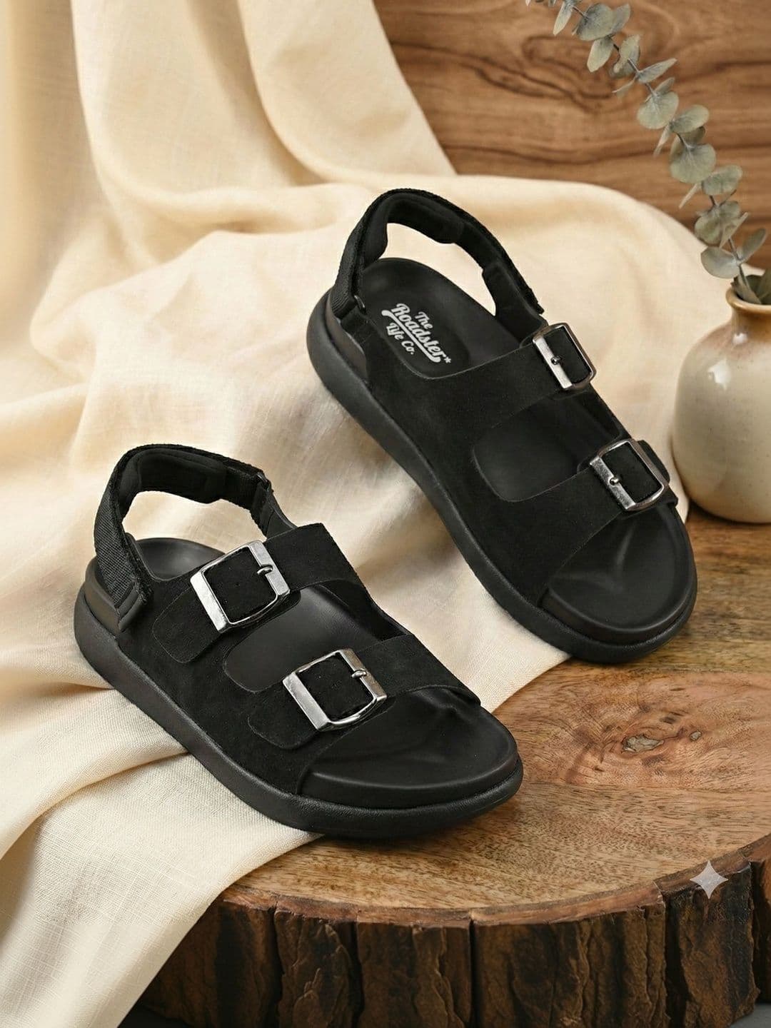 The Roadster Lifestyle Co Men Leather Buckle Comfort Sandals - view 1