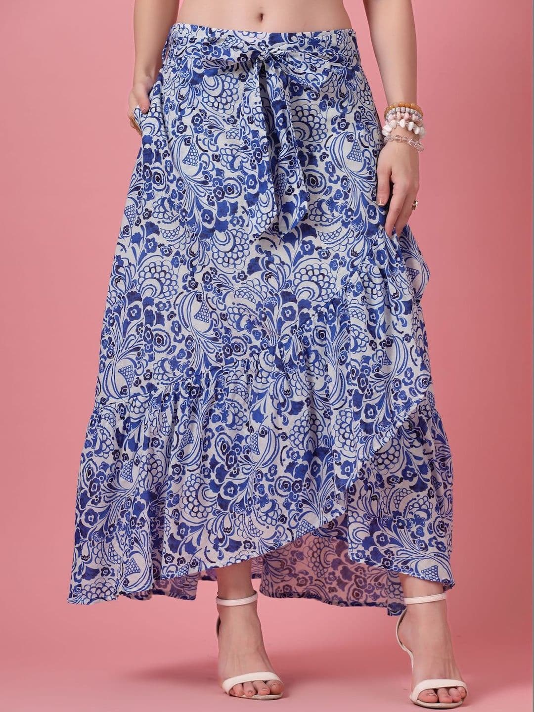 Nomad Lifestyle Pure Cotton Cotton Cambric Floral Bohemian Maxi Tiered Skirt - view 1