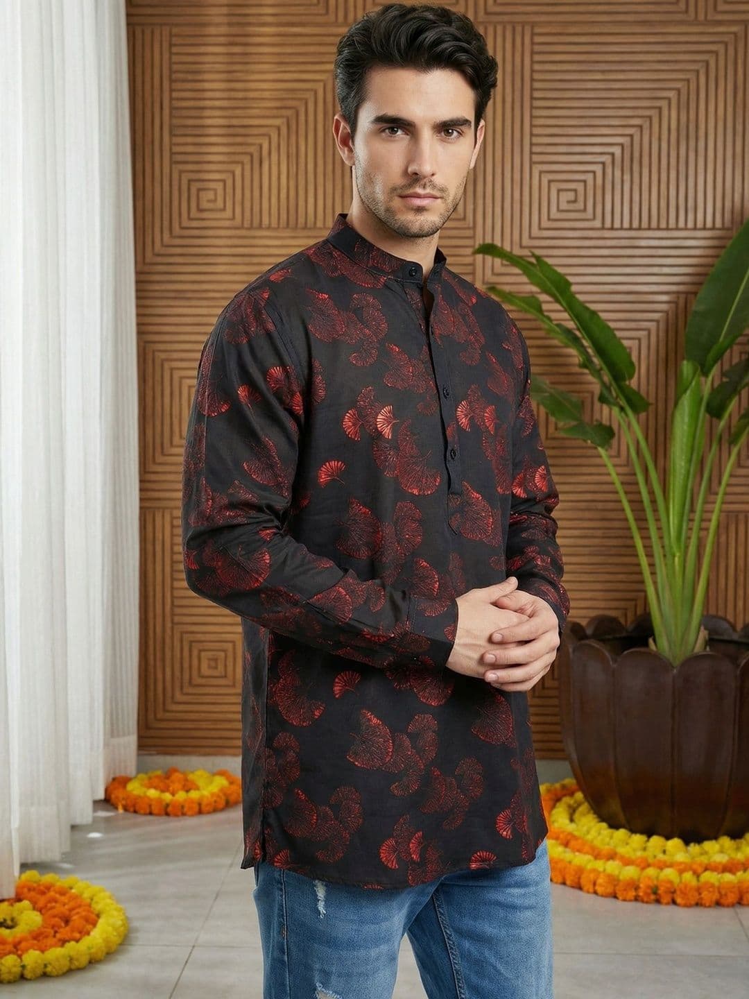 Jompers Men Floral Printed Kurta - view 1