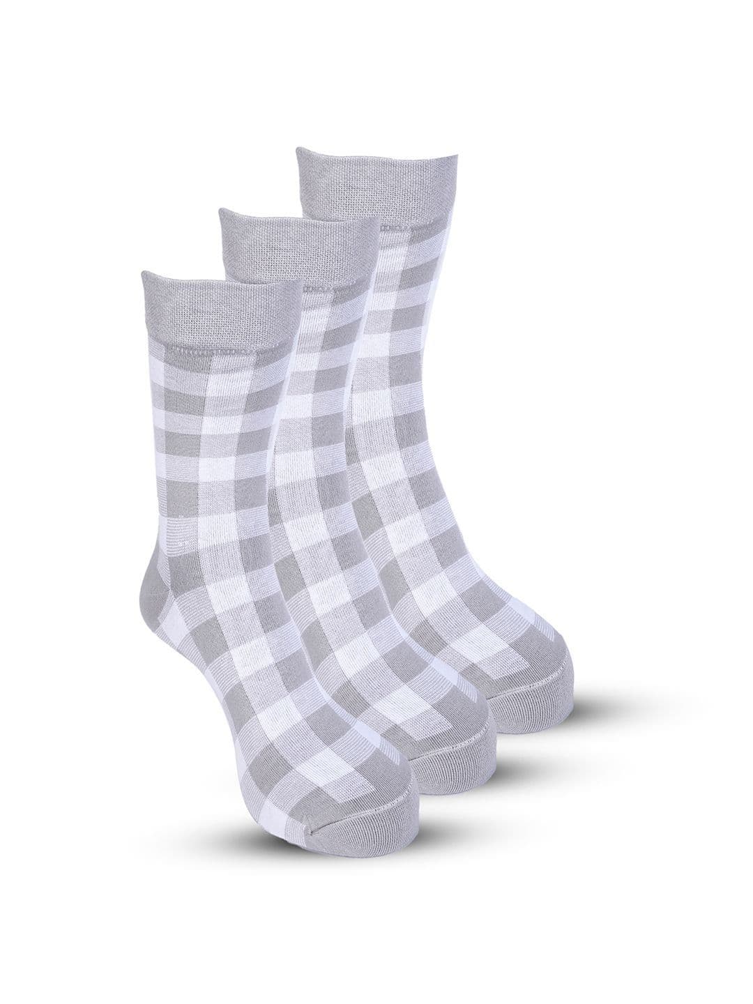 RYSN Men Pack of 3 Cotton Blend Checked Calf Length Socks - view 1