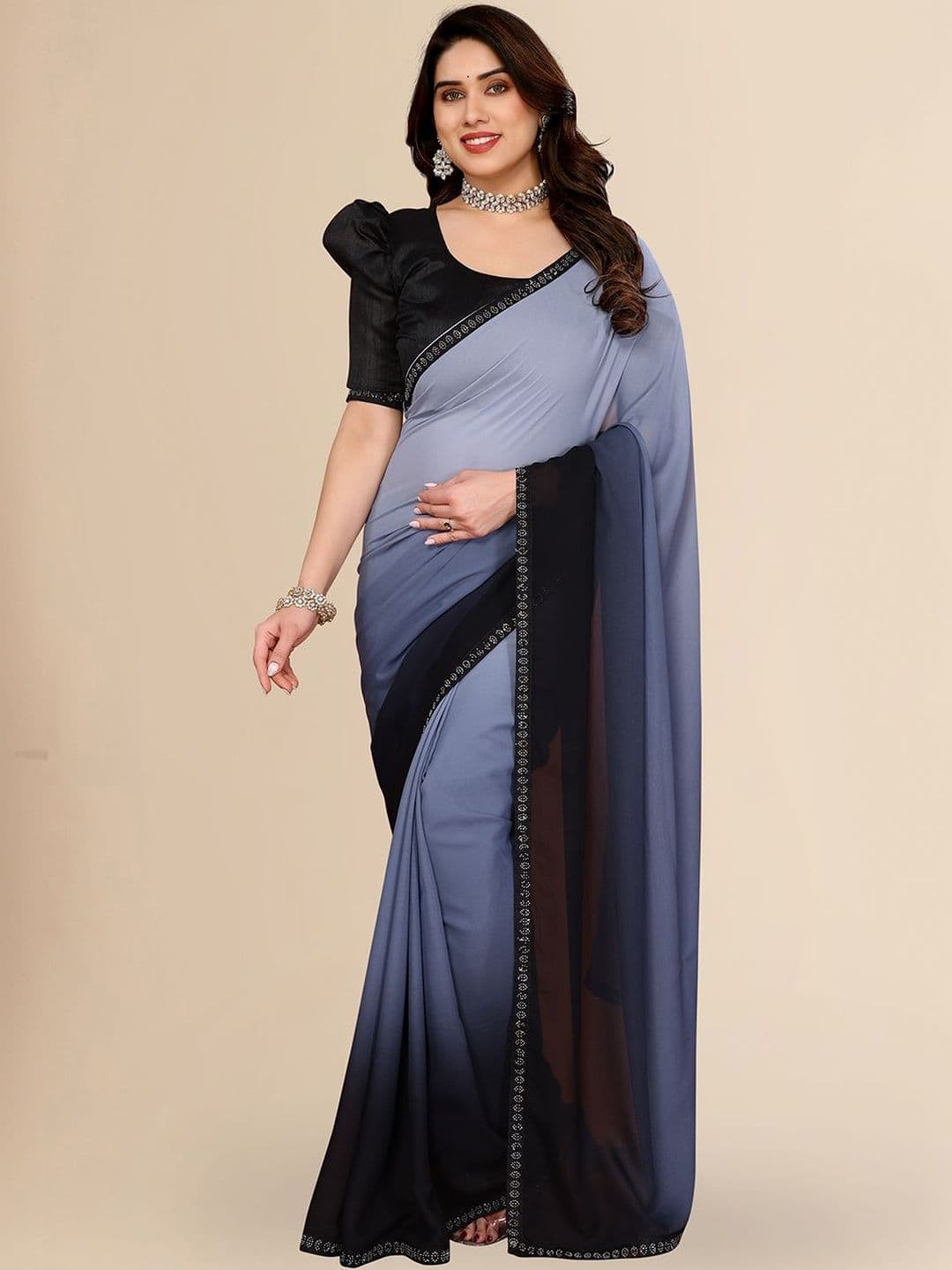 STYLETONE Floral Poly Georgette Designer Saree - view 1