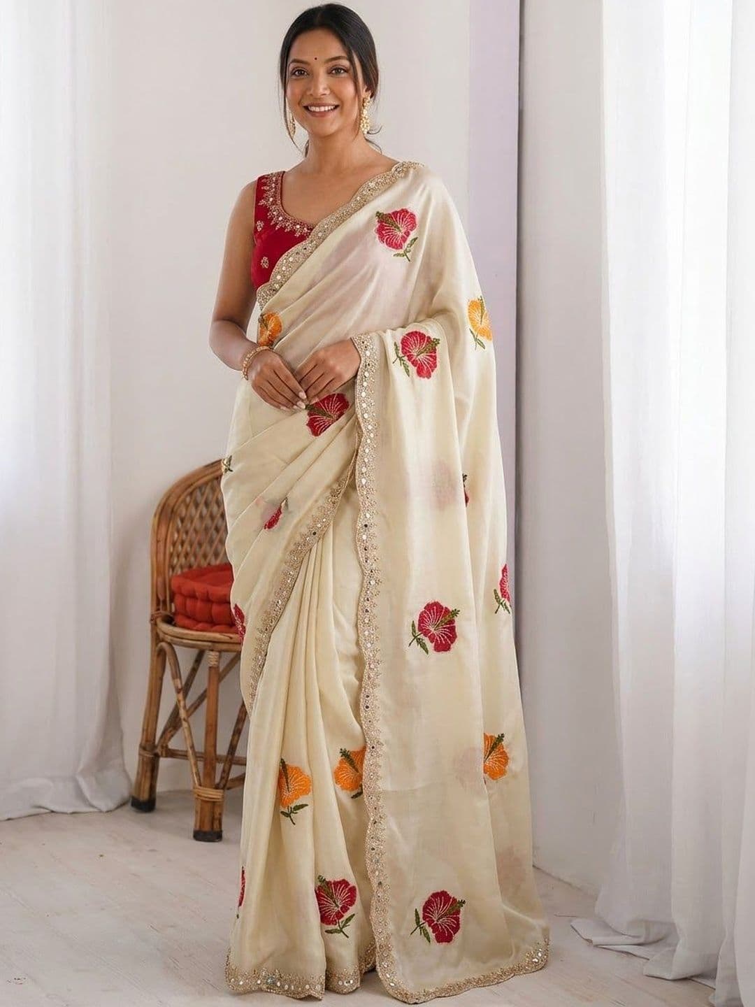 Kalista Floral Zari Silk Blend Saree - view 1