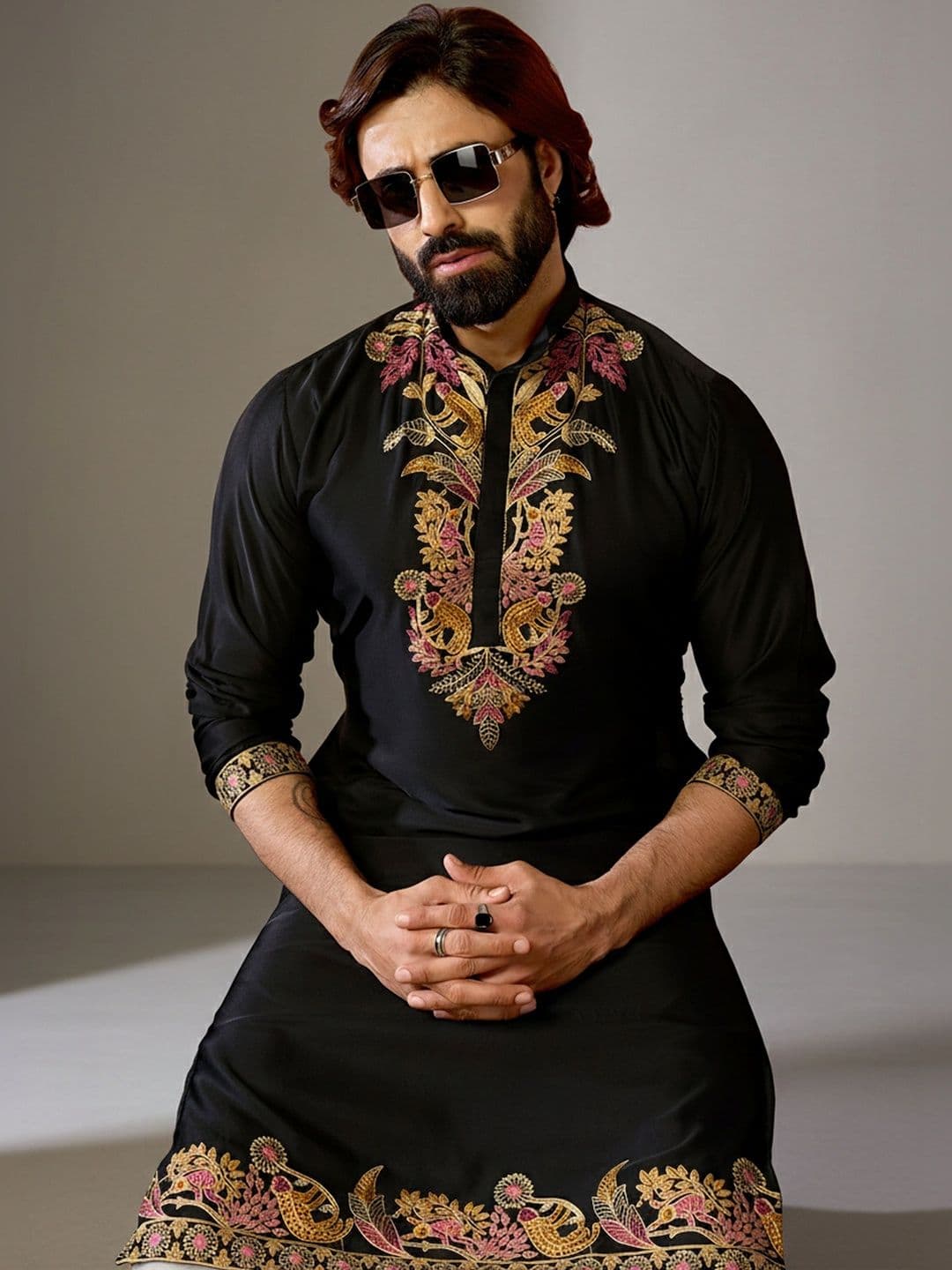 RANGRAAG Embroidered Mandarin Collar Mandarin Collar Kurta - view 1