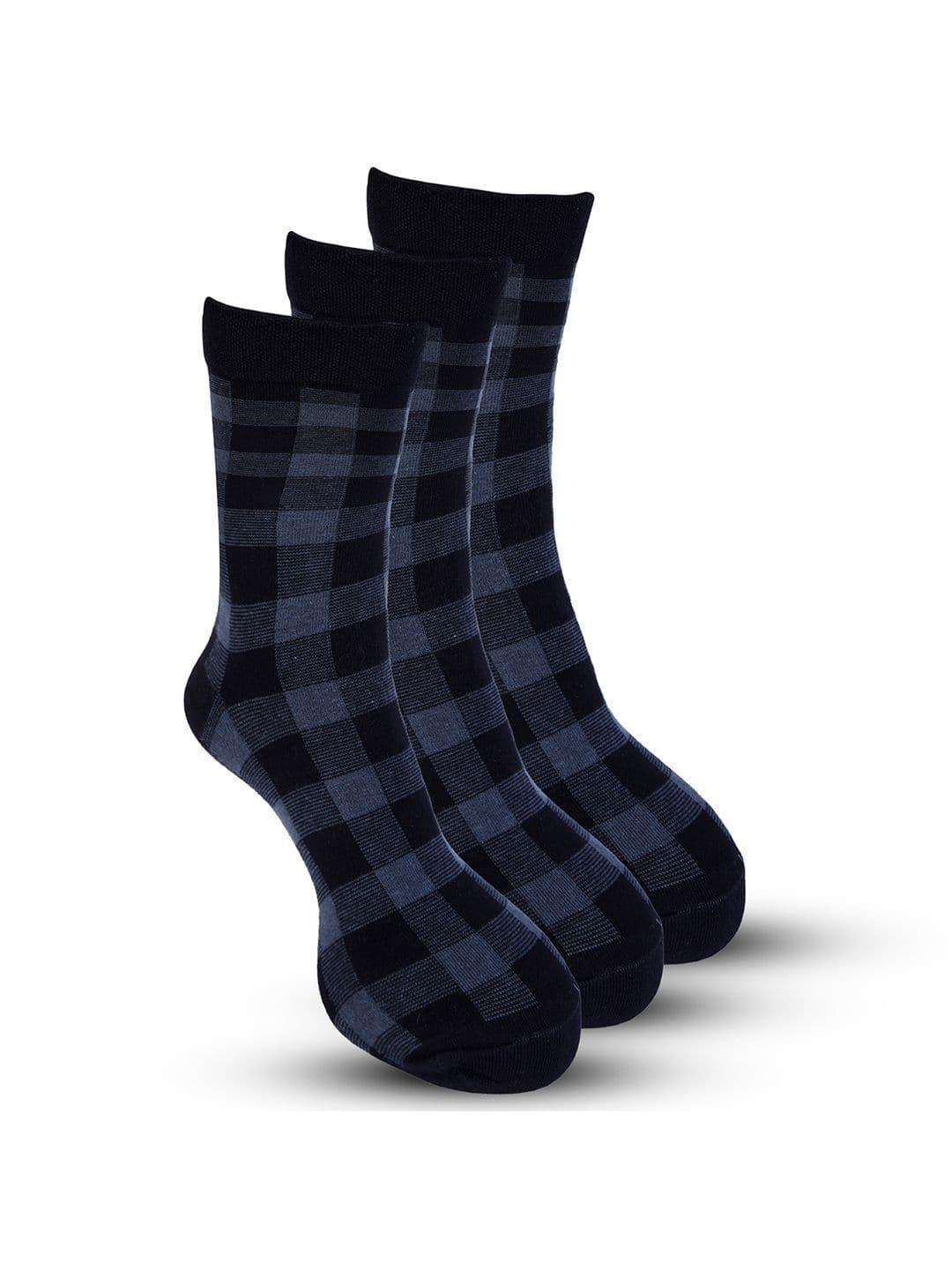 RYSN Men Pack of 3 Cotton Blend Checked Calf Length Socks - view 1