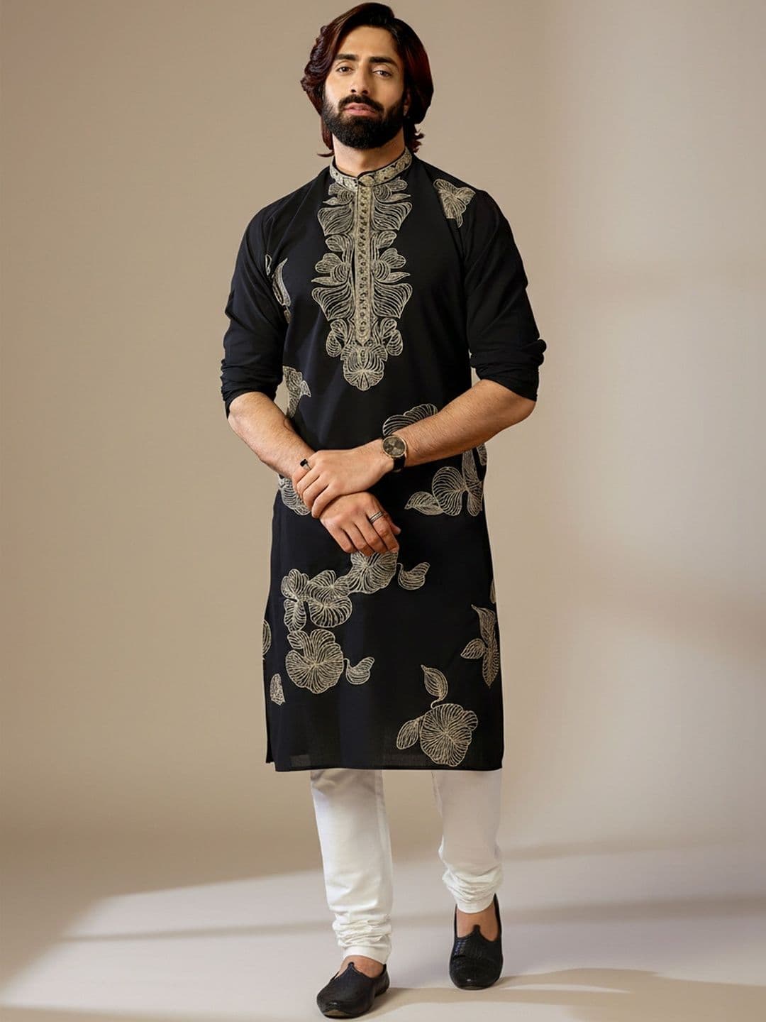 RANGRAAG Men Ethnic Motifs Embroidered Thread Work Kurta - view 1