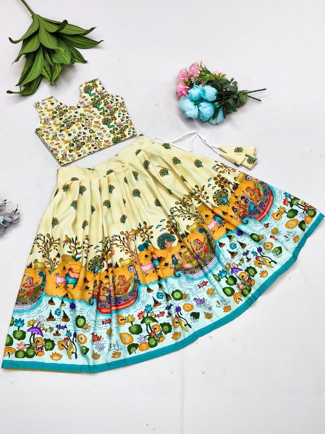 Tiny Twirls Girls Printed Unique Print Design Ready to Wear Lehenga & Choli - view 1