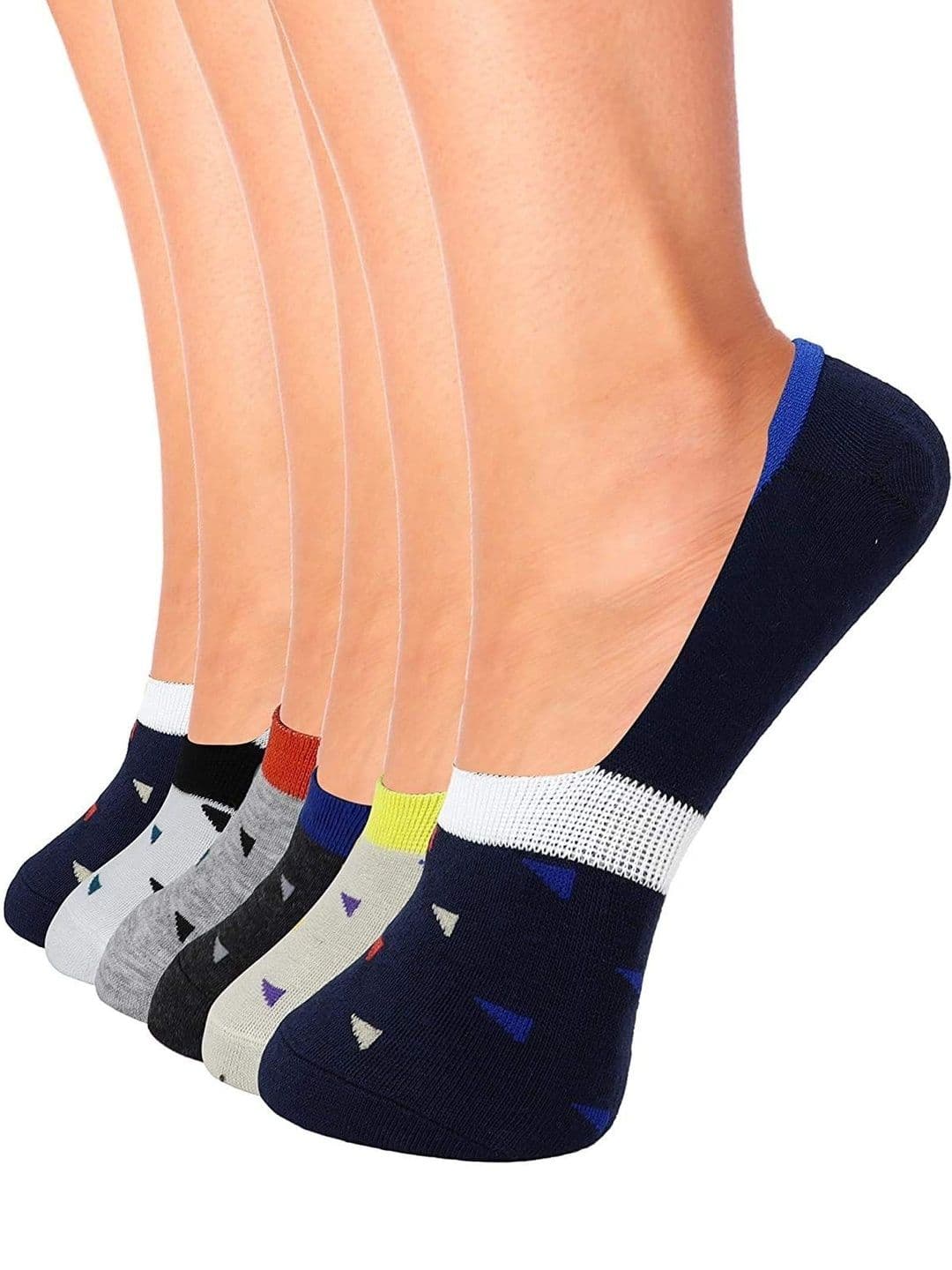 VOICI Men Pack of 10 Cotton Blend Assorted Patterned Shoe Liners Socks - view 1
