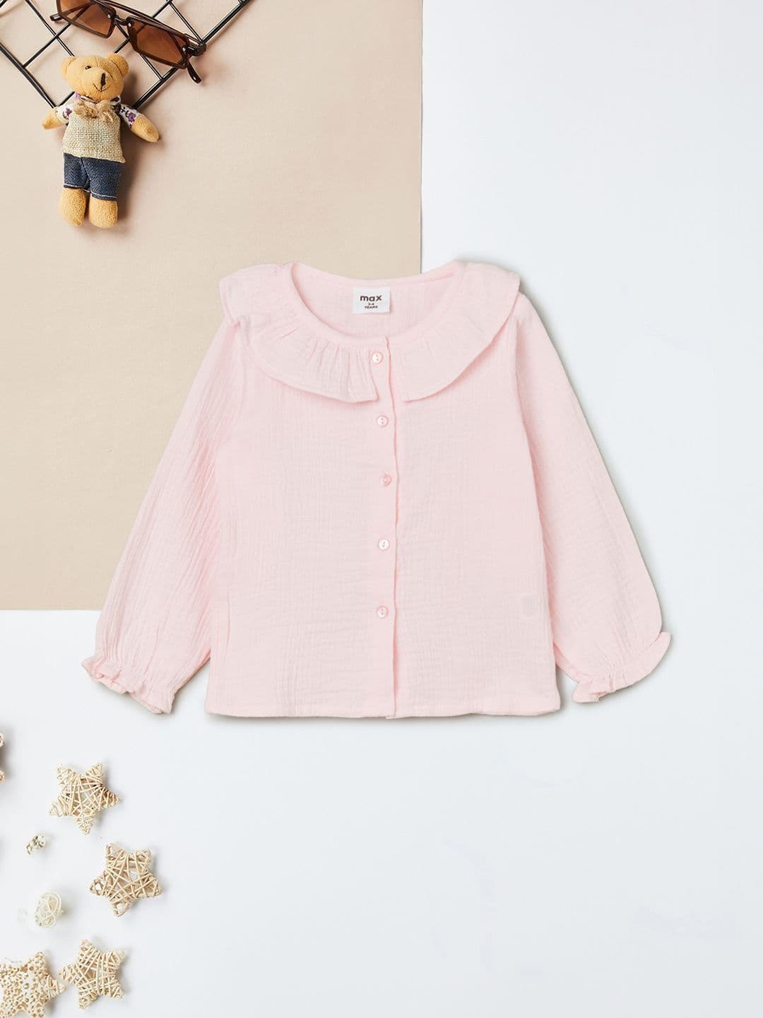max Girls Self Design Cotton Top - view 1