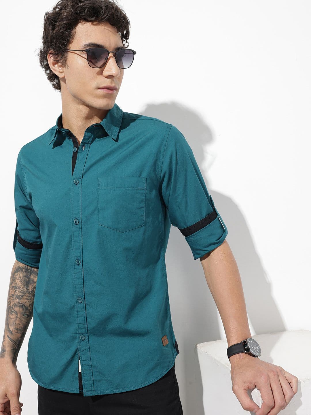 The Roadster Life Co. Pure Cotton Roll-Up Sleeves Casual Shirt - view 1