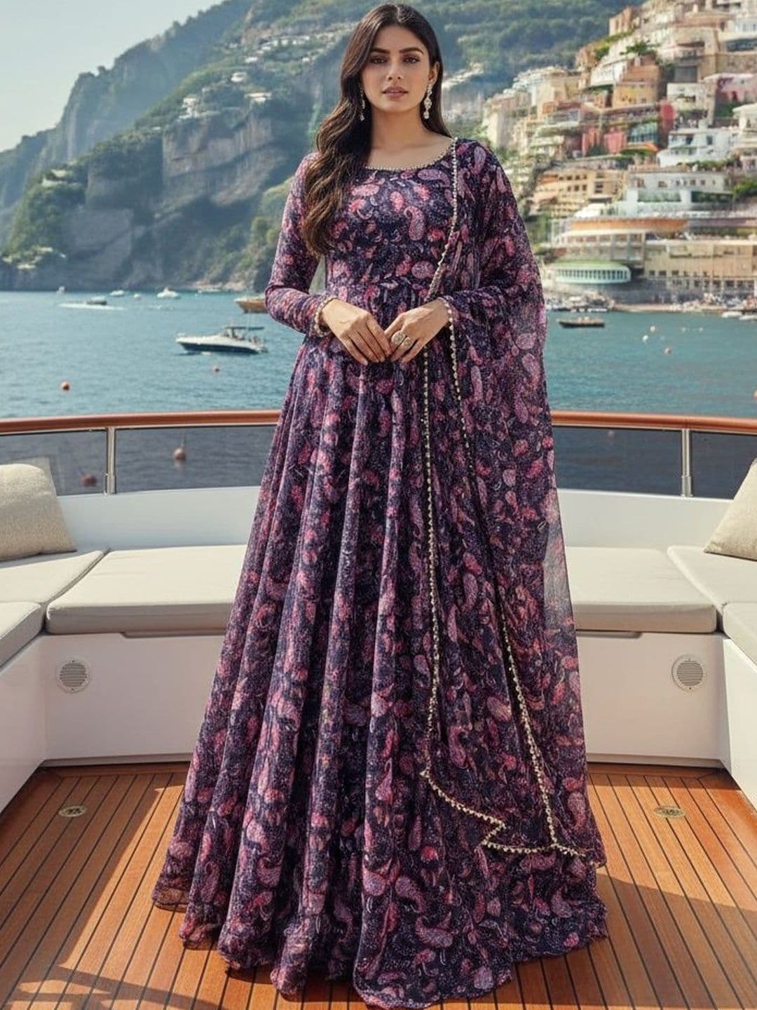 Femvy Women Printed Crepe Anarkali Kurta - view 1