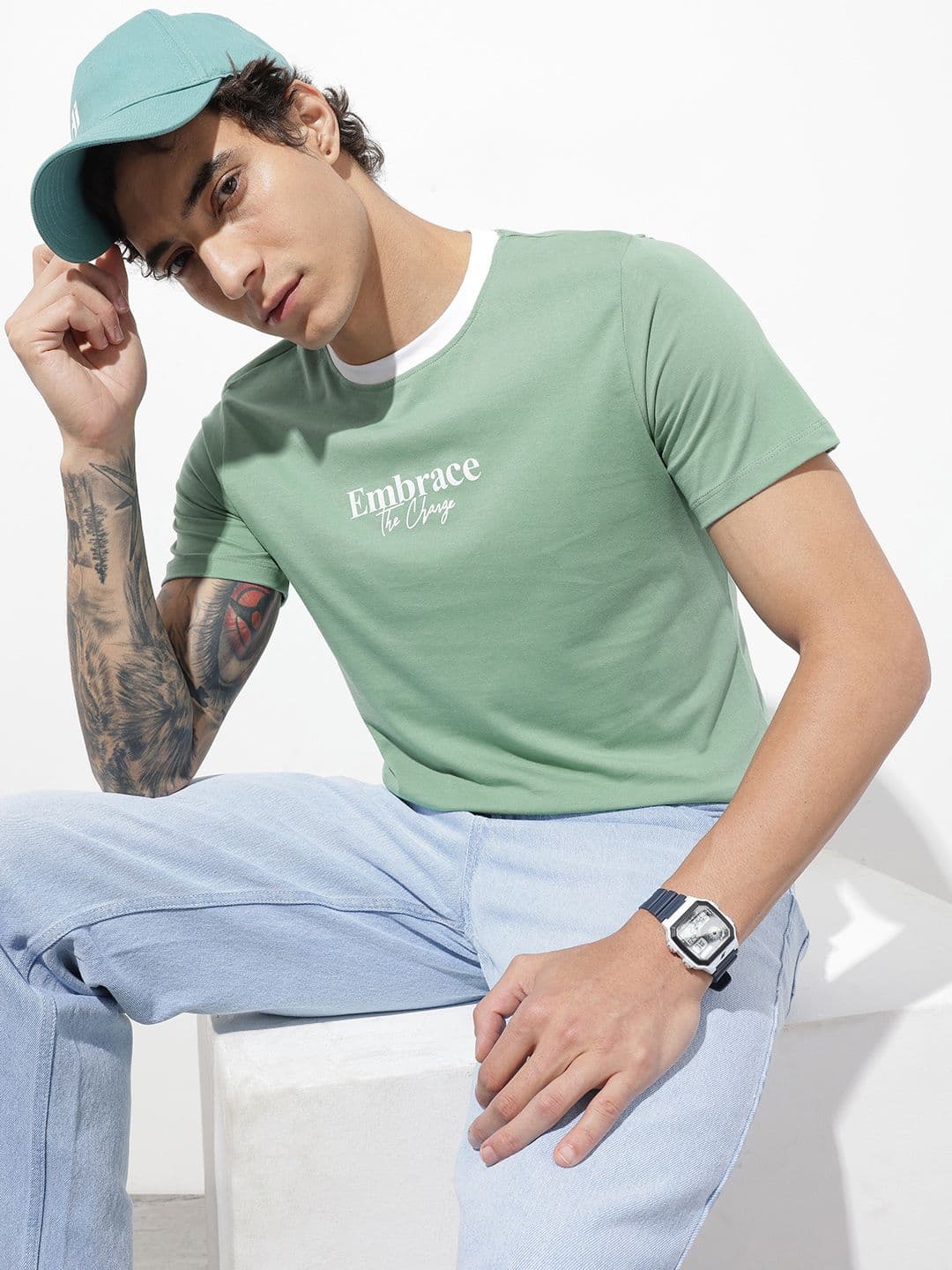 The Roadster Life Co. Typography Printed Pure Cotton T-shirt - view 1
