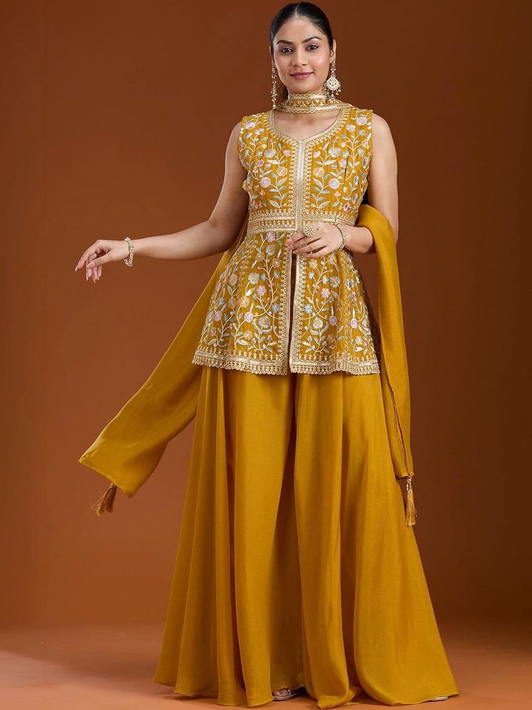 Saturn Creation Embroidered Thread Work Ready to Wear Lehenga & Blouse With Dupatta - view 1