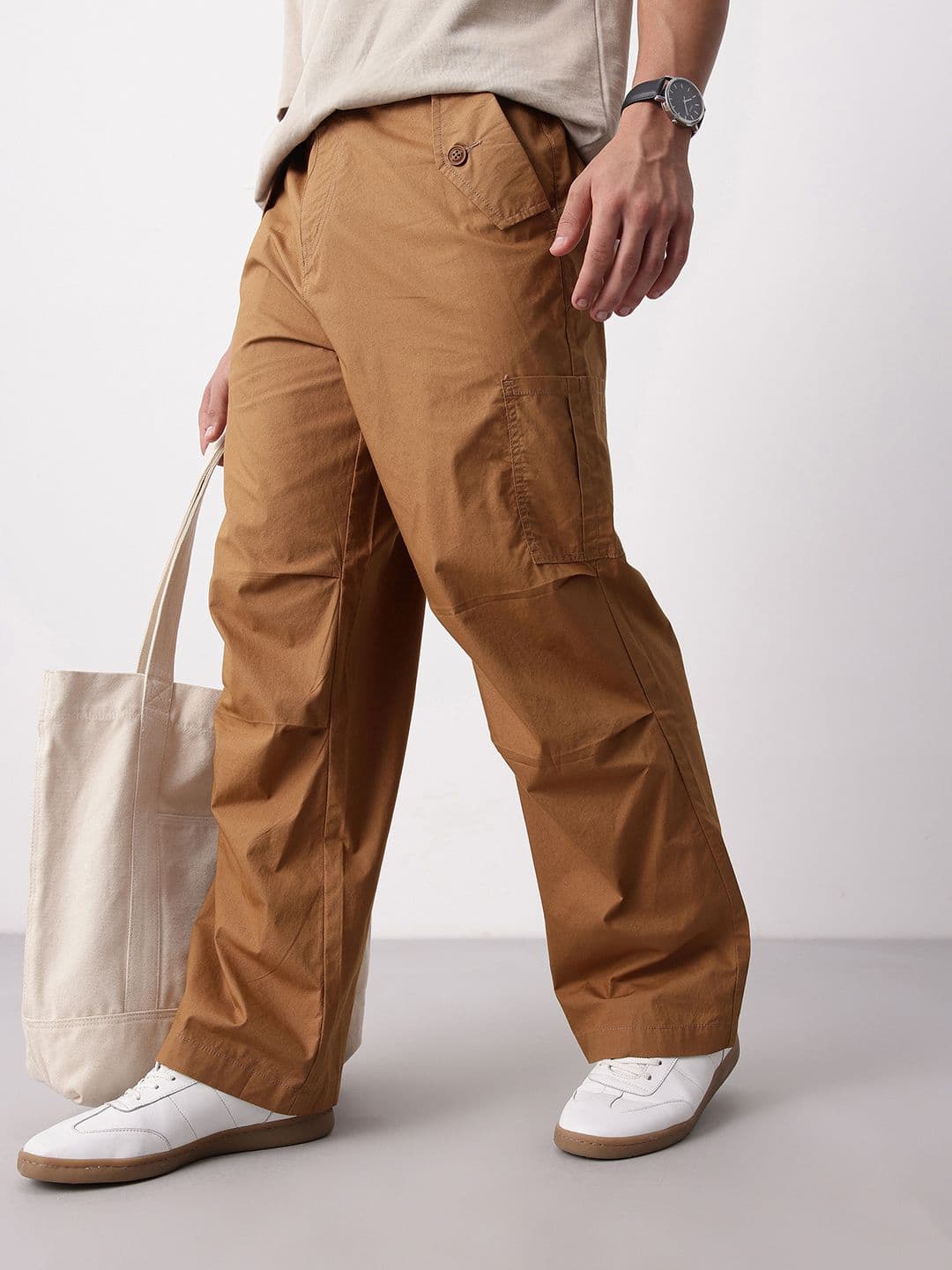 Mast & Harbour Men Pure Cotton Relaxed Fit Chinos Trousers - view 1