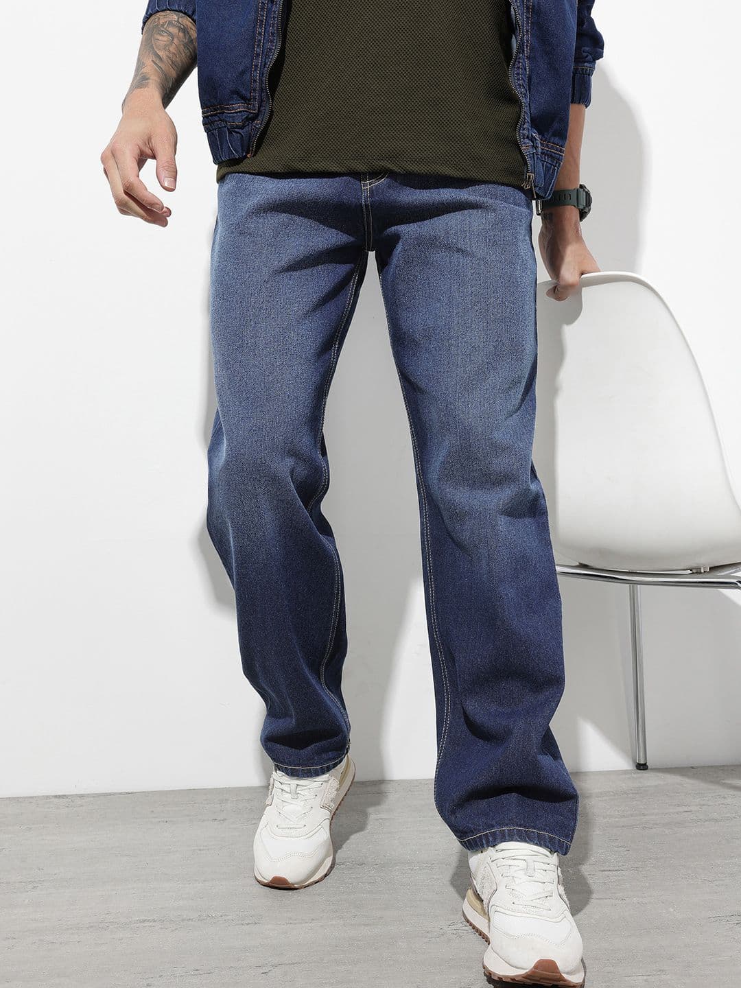 The Roadster Life Co. Men Relaxed Fit Mid-Rise Light Fade Pure Cotton Jeans - view 1