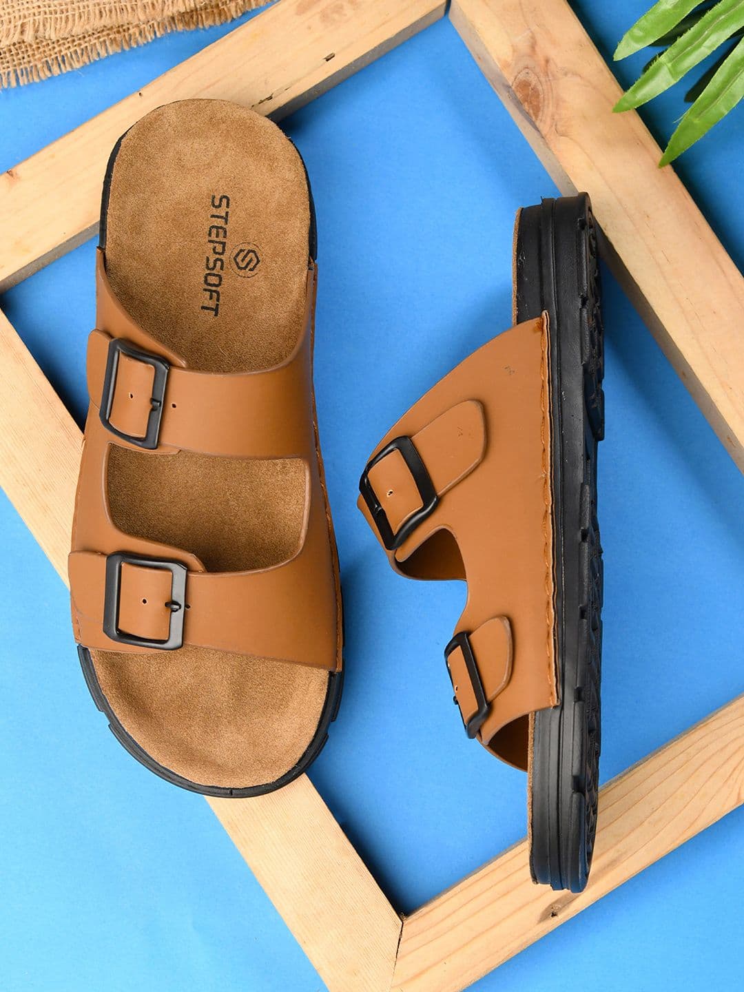 STEPSOFT Men Slip-On Comfort Sandals with Buckle Detail & Cushioned Sole - view 1