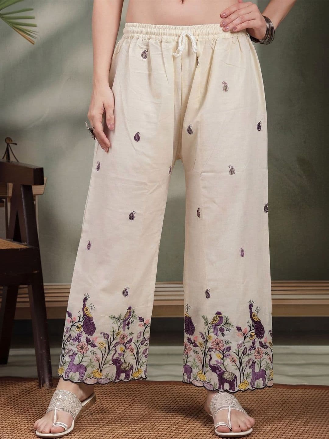 Clora Creation Women Ethnic Motifs Embroidered Ethnic Palazzos - view 1