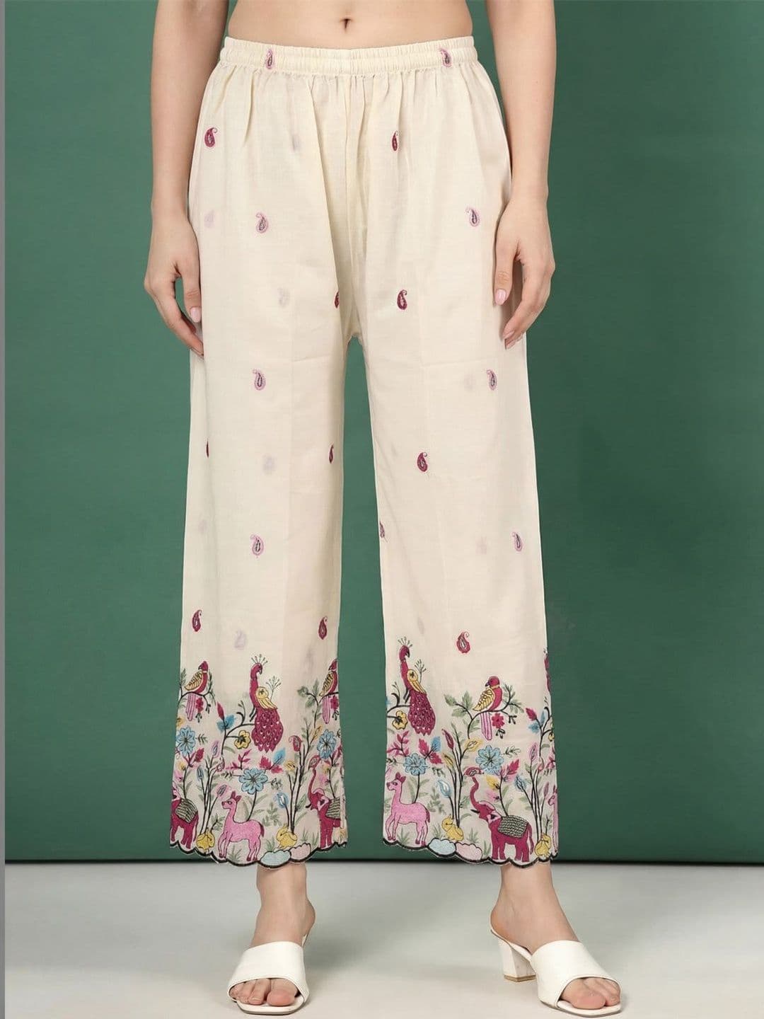 Clora Creation Women Ethnic Motifs Embroidered Cropped Ethnic Palazzos - view 1