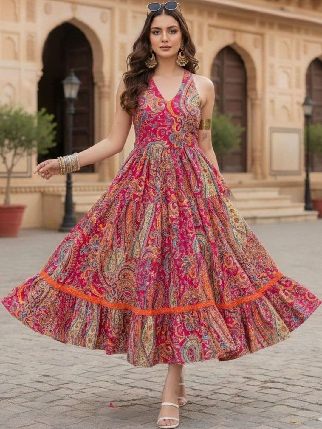 Demirner Women Floral Printed Anarkali Kurta - view 1