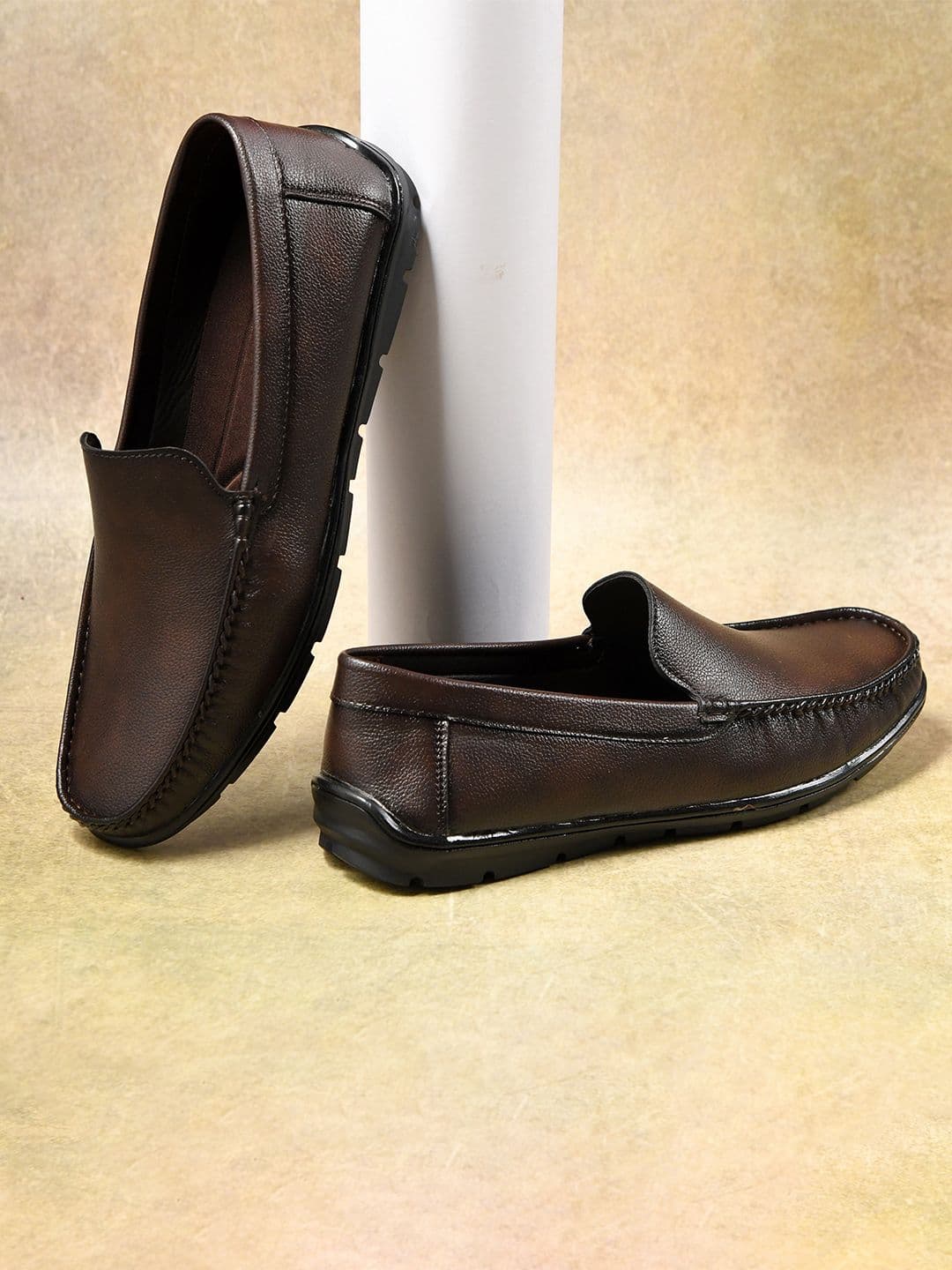 STEPSOFT Men Textured Formal Loafers with Classic Round Toe Design - view 1