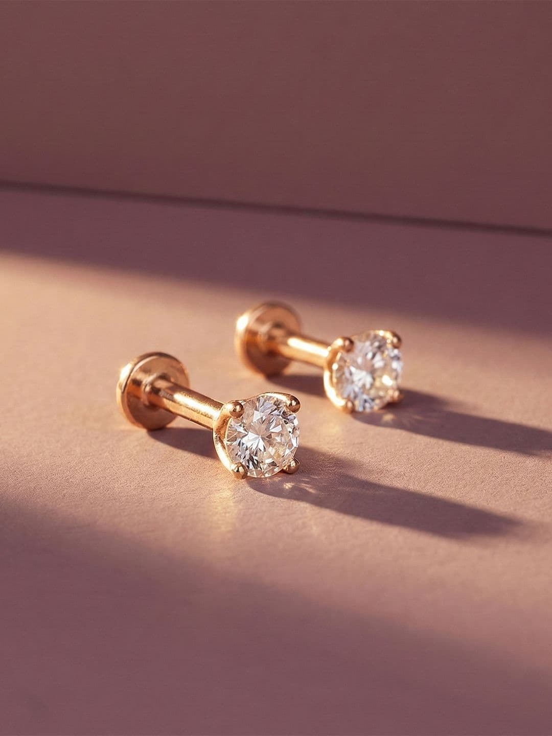 MAEJOY Solitaire Lab grown diamond 92.5 Sterling Silver 18KT Rose gold plated earrings - view 1