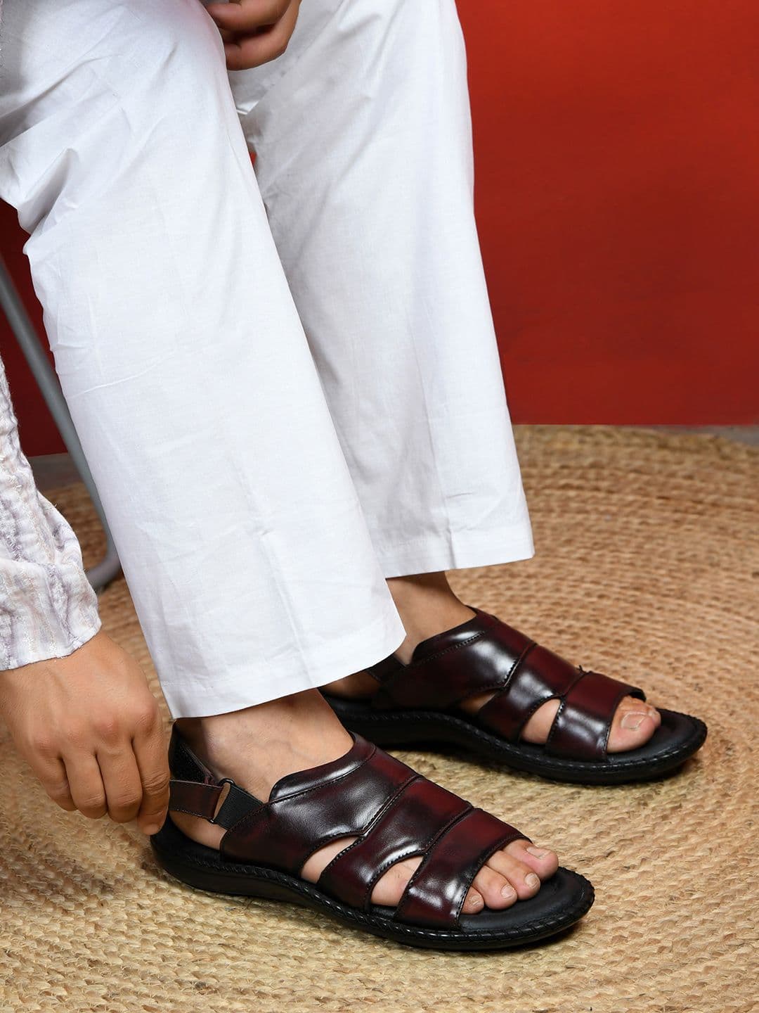 STEPSOFT Ethnic Leather Comfort Sandals with Traditional Design - view 1