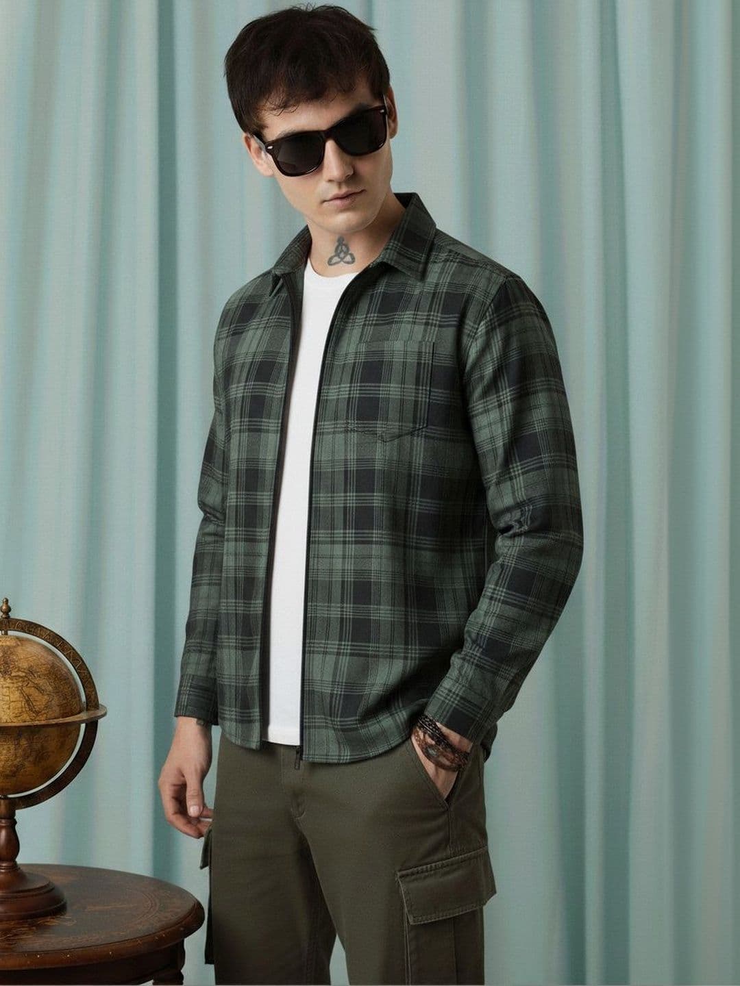 Pjyot by surhi Men Relaxed Gingham Checks Semi Sheer Checked Casual Shirt - view 1