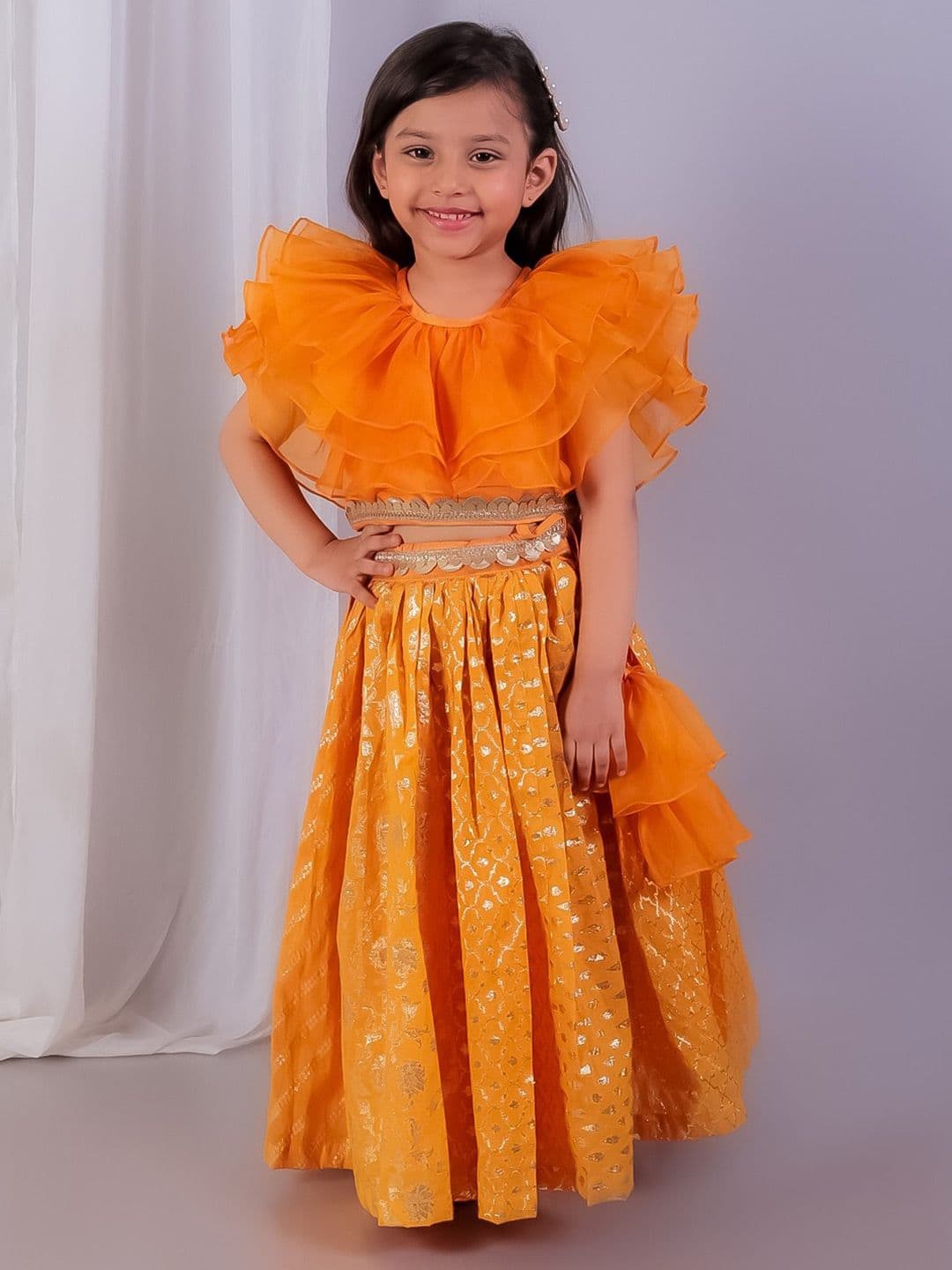 The Little Tales Girls Foil Print Ready to Wear Lehenga & Blouse - view 1