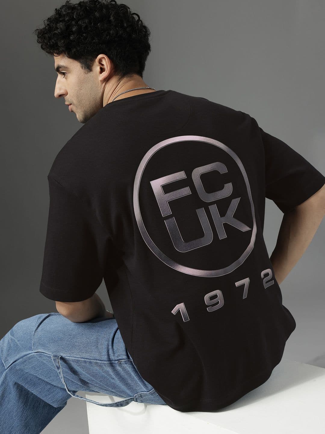 FCUK Relaxed Fit Brand Logo Printed Pure Cotton T-shirt - view 1