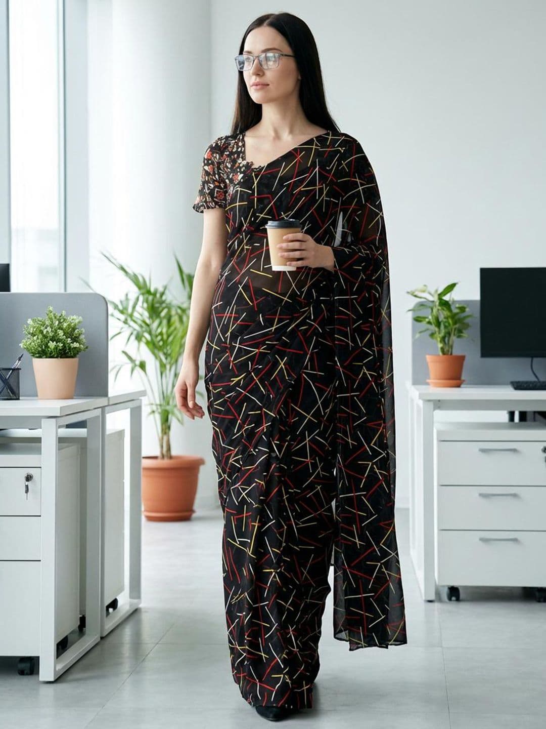 SZN Poly Georgette Saree - view 1