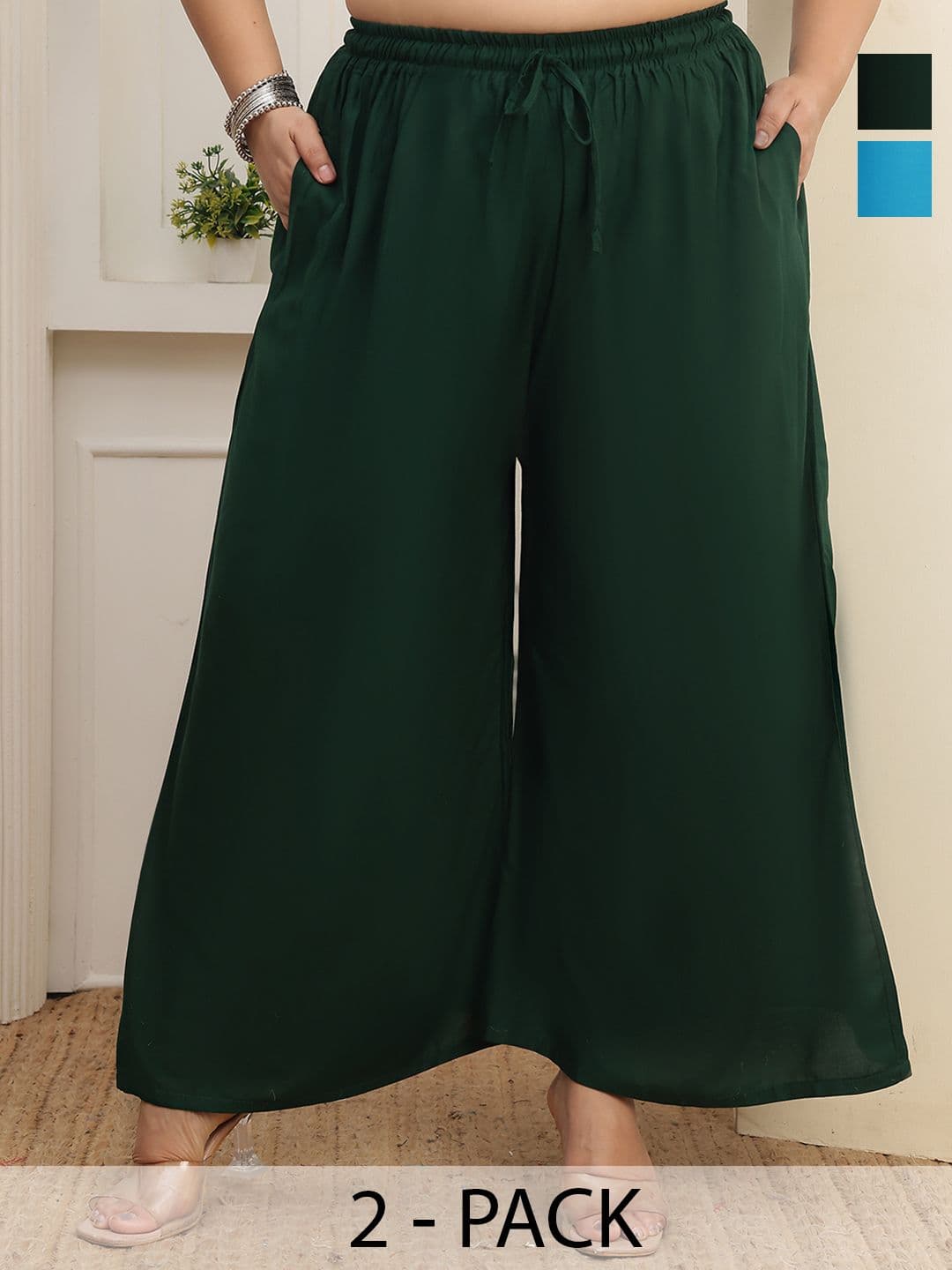 Valles365 by S.C. Women 2 Flared Ethnic Palazzos - view 1