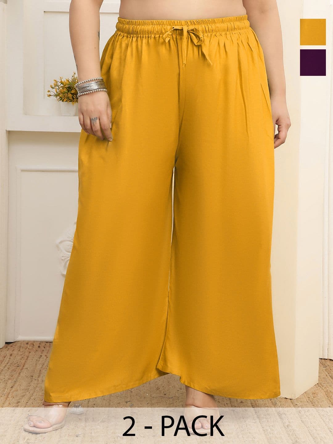 Valles365 by S.C. Women 2 Flared Ethnic Palazzos - view 1
