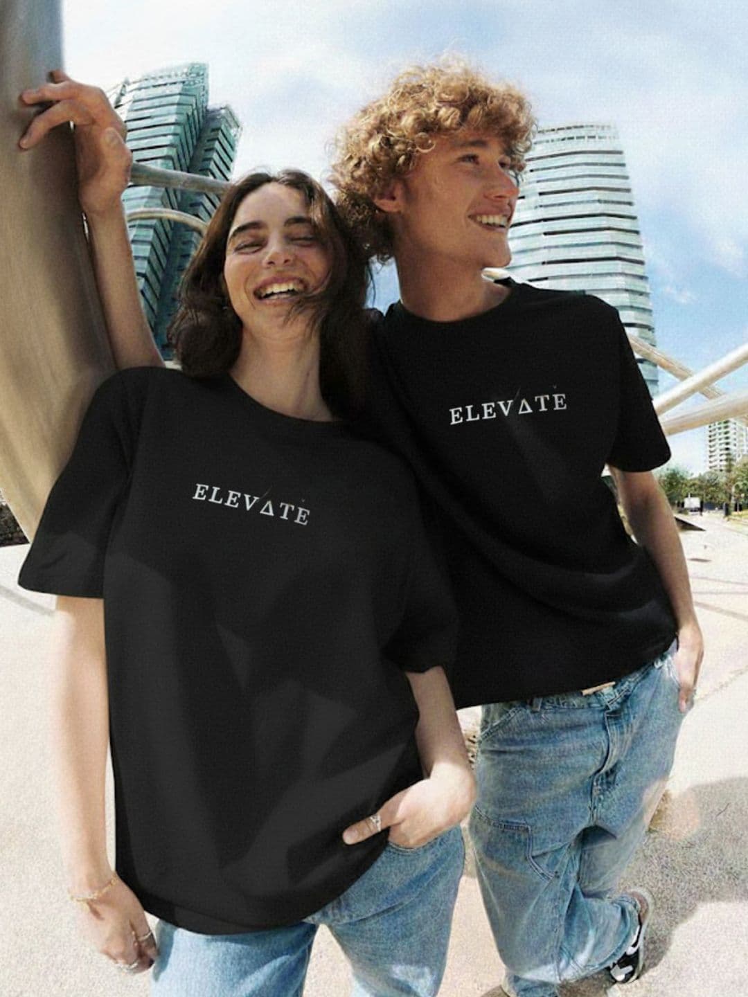 Rigo Unisex Black Round Neck Cotton Typography Printed Drop Shoulder Oversized T-shirt - view 1