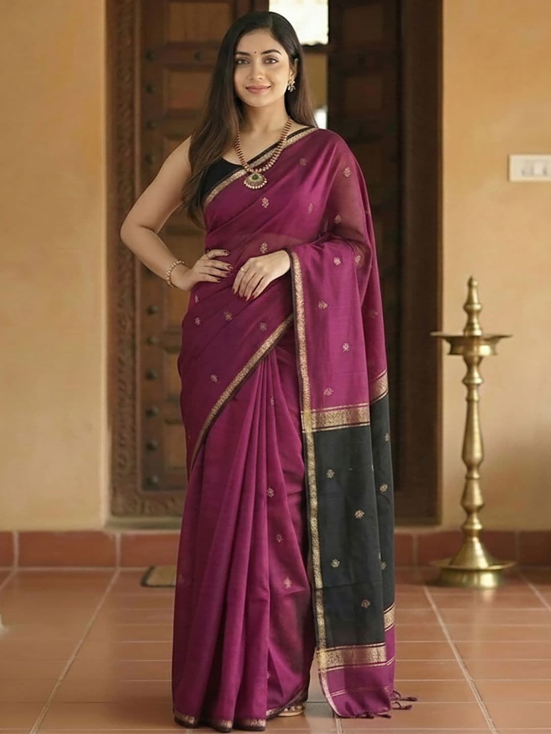 KALINI Ethnic Motifs Zari Kanjeevaram Saree - view 1