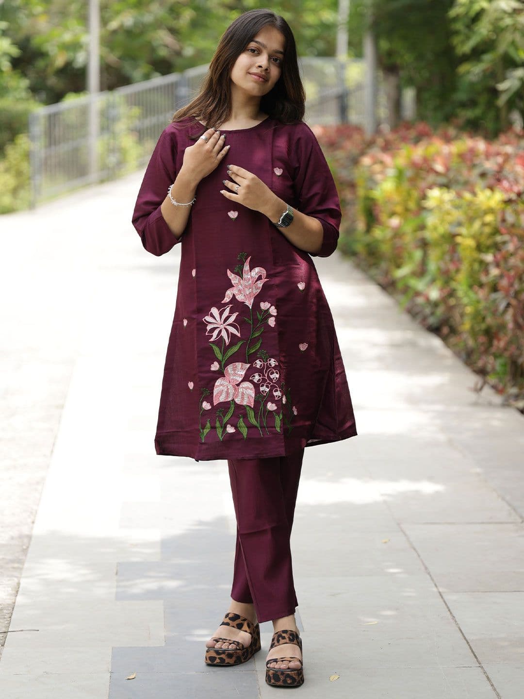 Moda Rapido Embroidered Round Neck Tunic With Trousers Co-Ords - view 1
