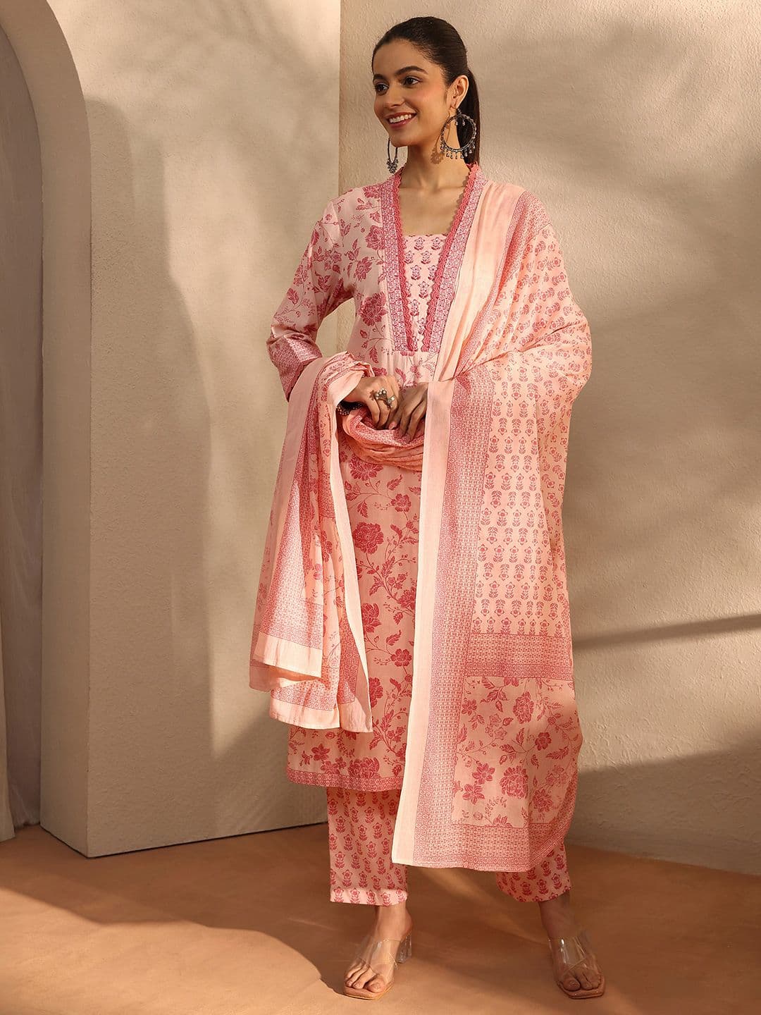 Libas Women Floral Printed Regular Kurta with Trousers & With Dupatta - view 1