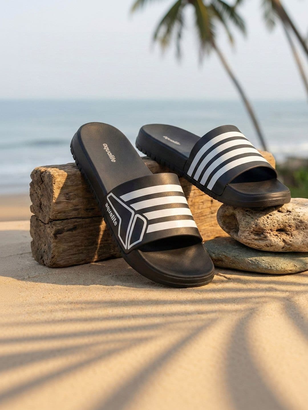 Aqualite Men Striped Sliders - view 1