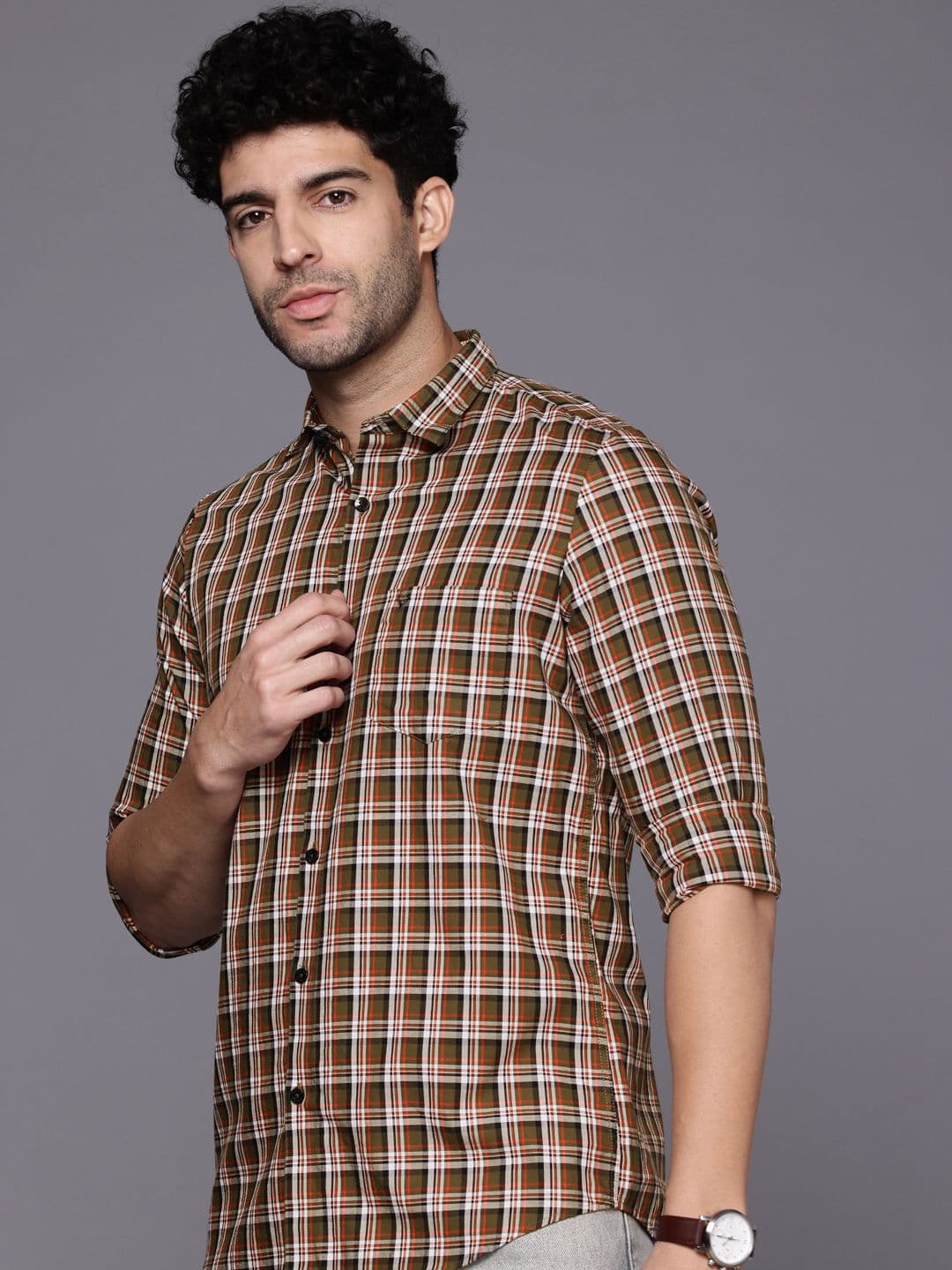 Allen Solly Slim Fit Checked Pure Cotton Casual Shirt - view 1