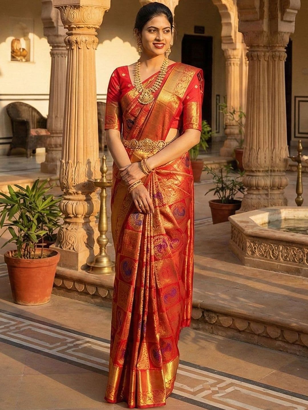 Anjaneya Sarees Woven Design Zari Art Silk Kanjeevaram Saree - view 1