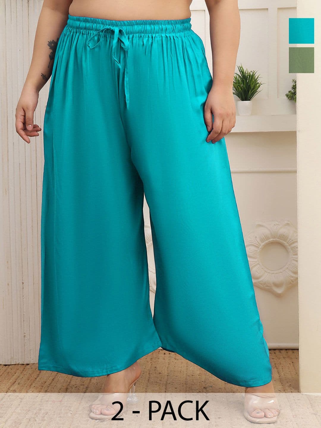 Valles365 by S.C. Women 2 Flared Ethnic Palazzos - view 1