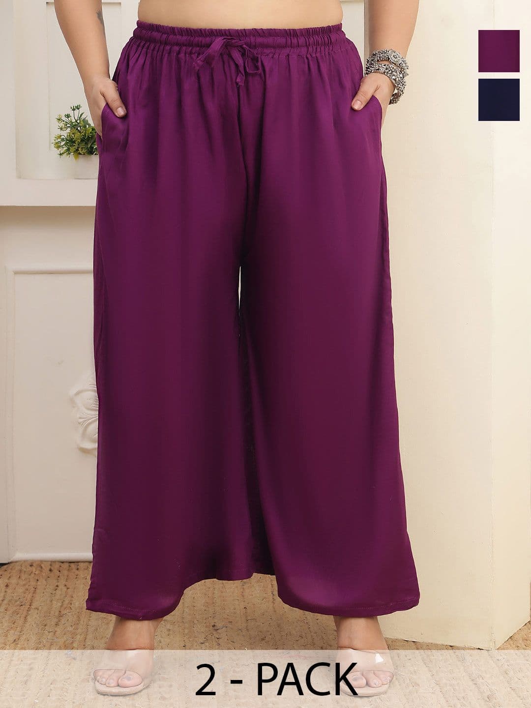 Valles365 by S.C. Women 2 Flared Ethnic Palazzos - view 1