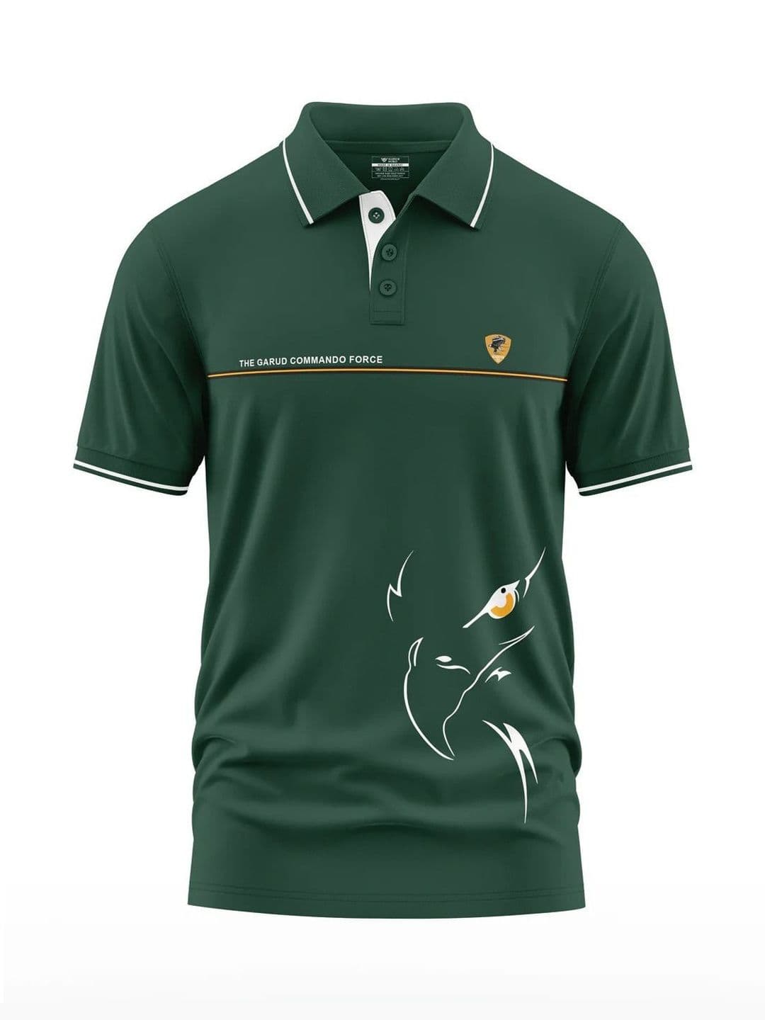Warrior World Men Green Printed Cotton Polo Collar T-shirt - view 1