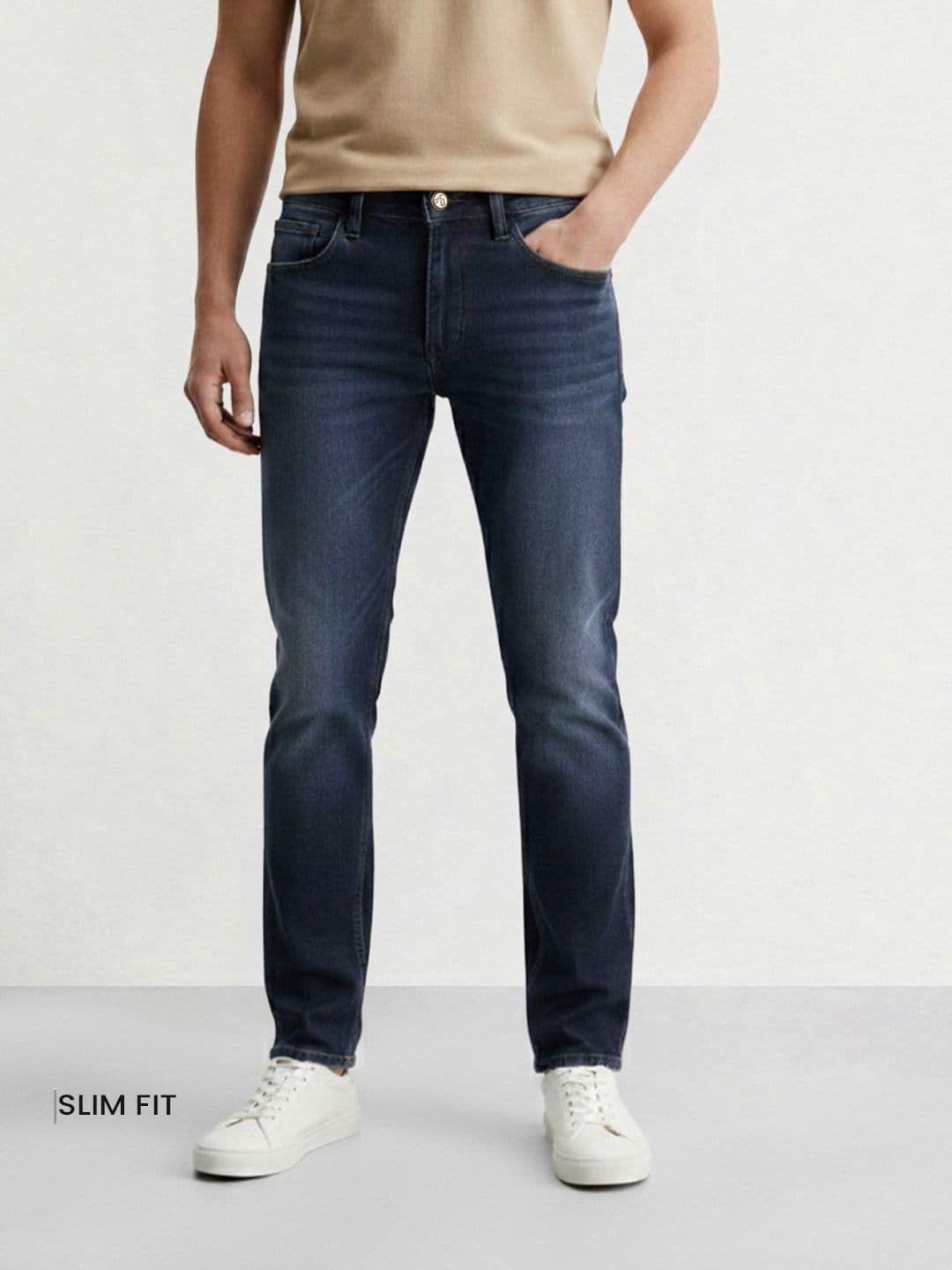 The Indian Garage Co Men Slim Fit Mid-Rise Light Fade Stretchable Jeans - view 1