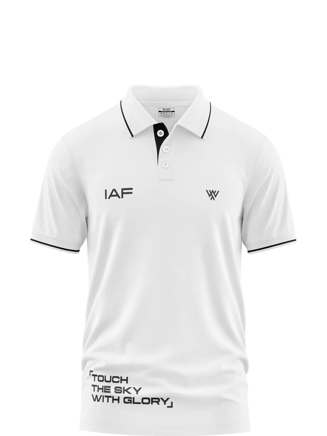 Warrior World Men White Printed Cotton Polo Collar T-shirt - view 1