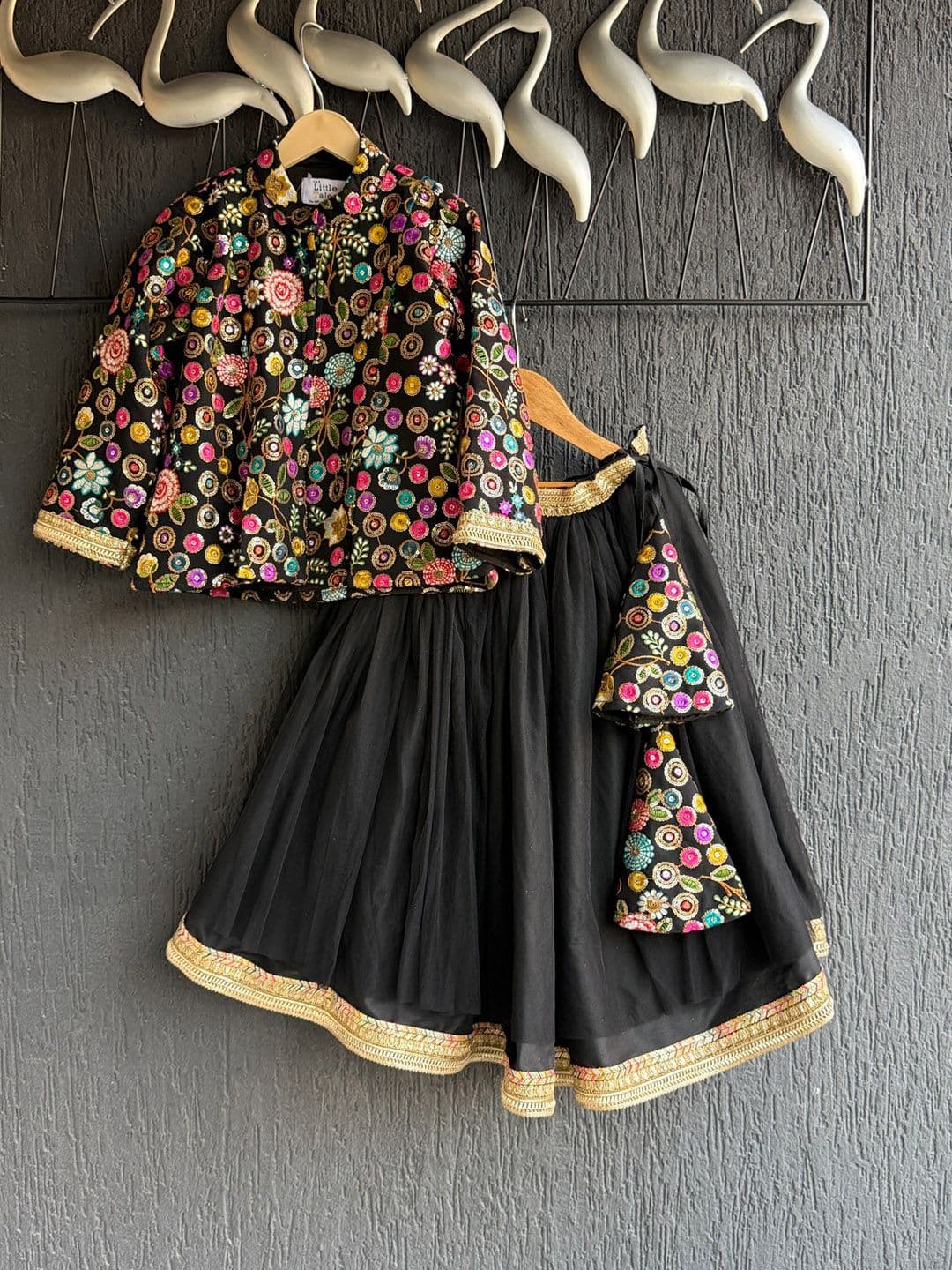 The Little Tales Girls Embroidered Sequinned Ready to Wear Lehenga & Blouse - view 1