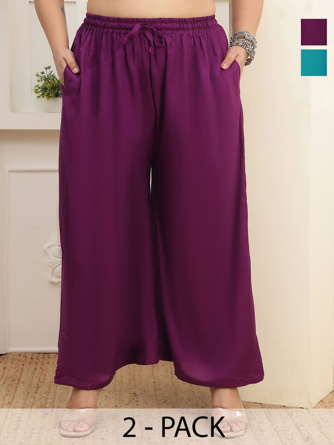 Valles365 by S.C. Women 2 Flared Ethnic Palazzos - view 1