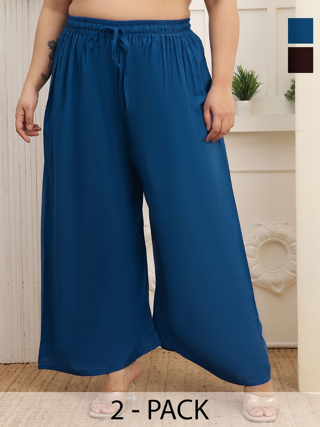Valles365 by S.C. Women 2 Flared Ethnic Palazzos - view 1