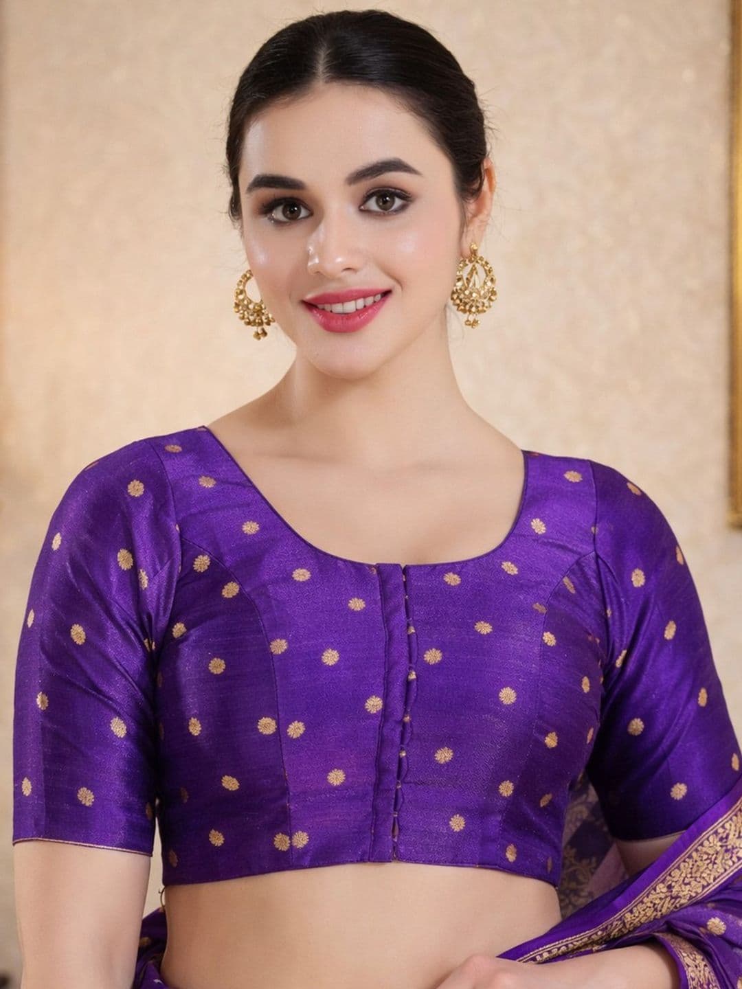 VAMAS - THE DESIGNER BLOUSES Brocade Blend Woven Design Zari Readymade Saree Blouse - view 1