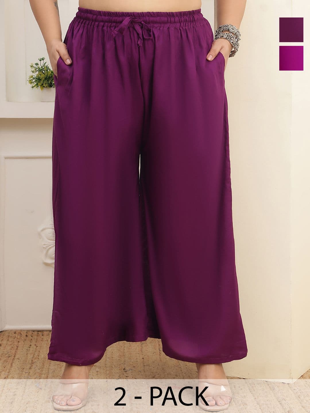 Valles365 by S.C. Women 2 Flared Ethnic Palazzos - view 1